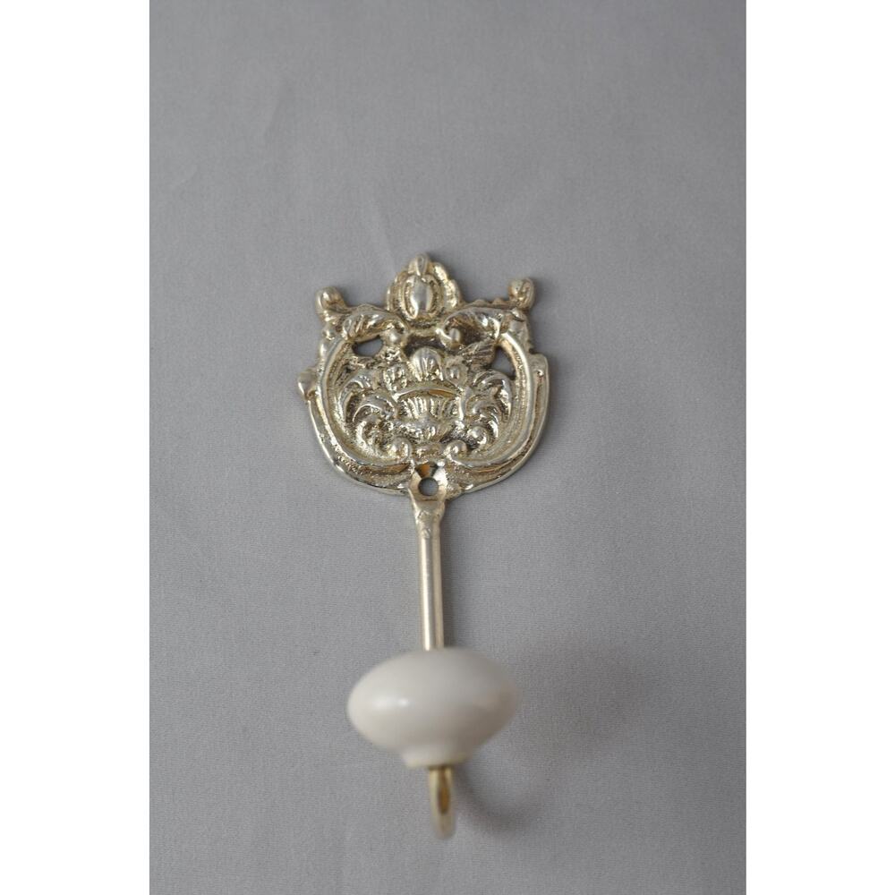 Wall Hooks | Silver Plated Brass Wall Hook: Antique Style Fixture